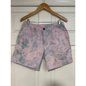 Chubbies Classic Cotton 7" Shorts Pink Blue Tie‎ Dye Elastic Waist Casual Mens M